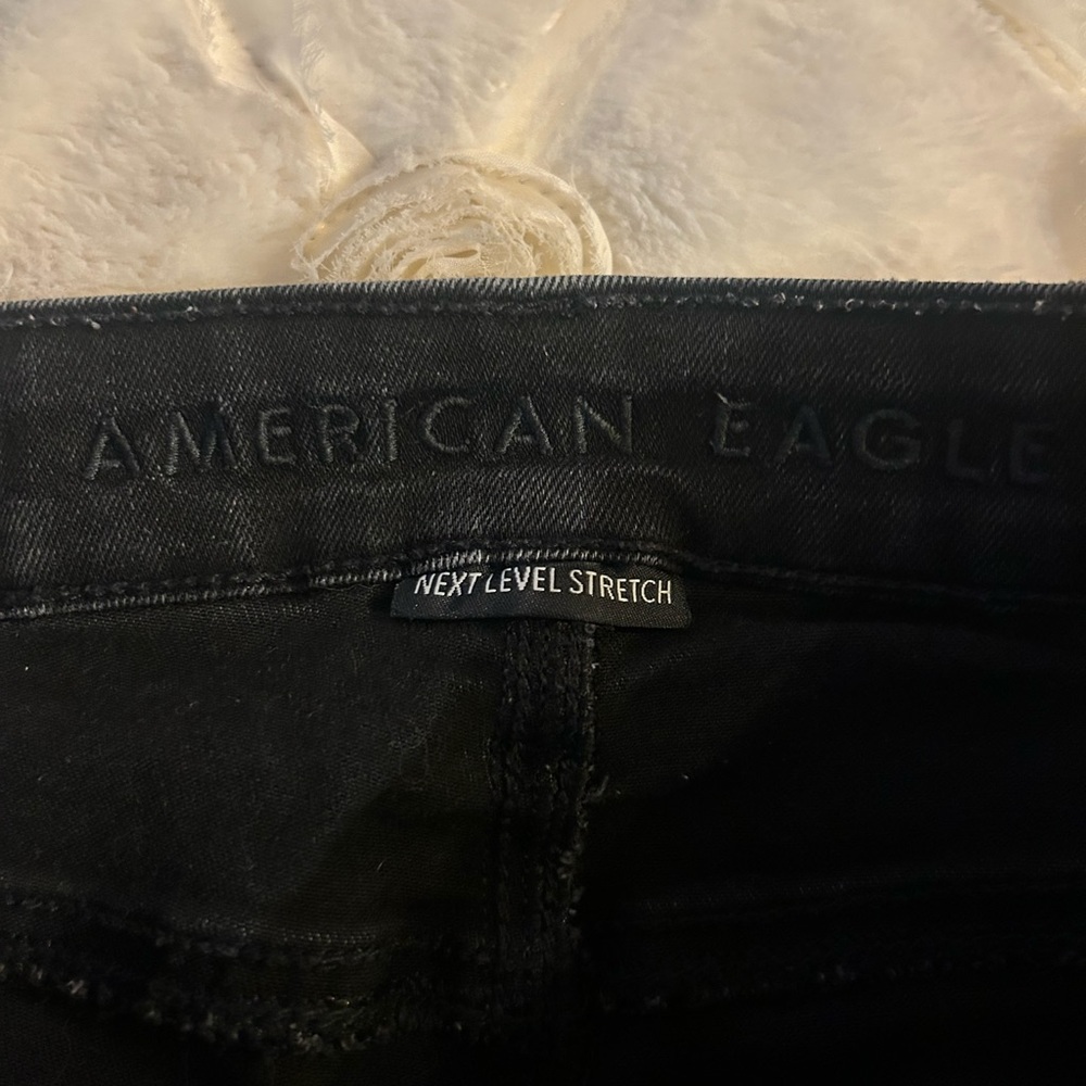 American Eagle Outfitters! 2 NEXT LEVEL STRETCH Light Blue and Black Jean Shorts - Picture 8 of 9